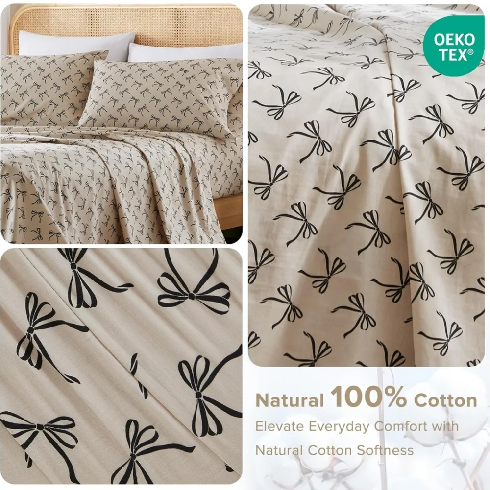 Comfort Spaces 100% Cotton Sheets Full Breathable, Naturally Cool Cotton New